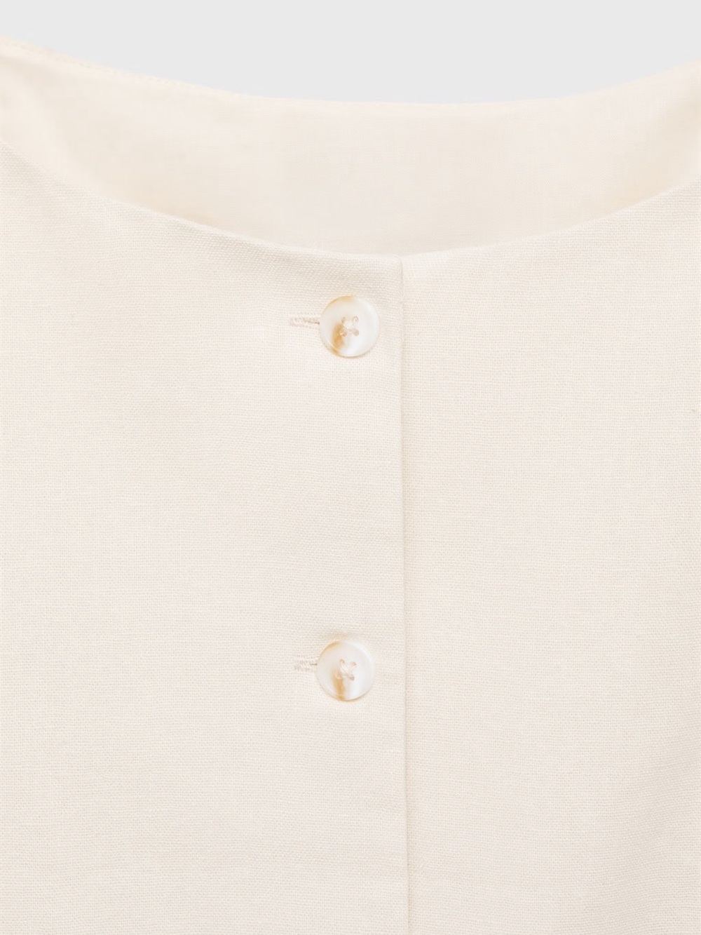 Mango Cream Mini Button-Front Dress - Picture 7 of 8